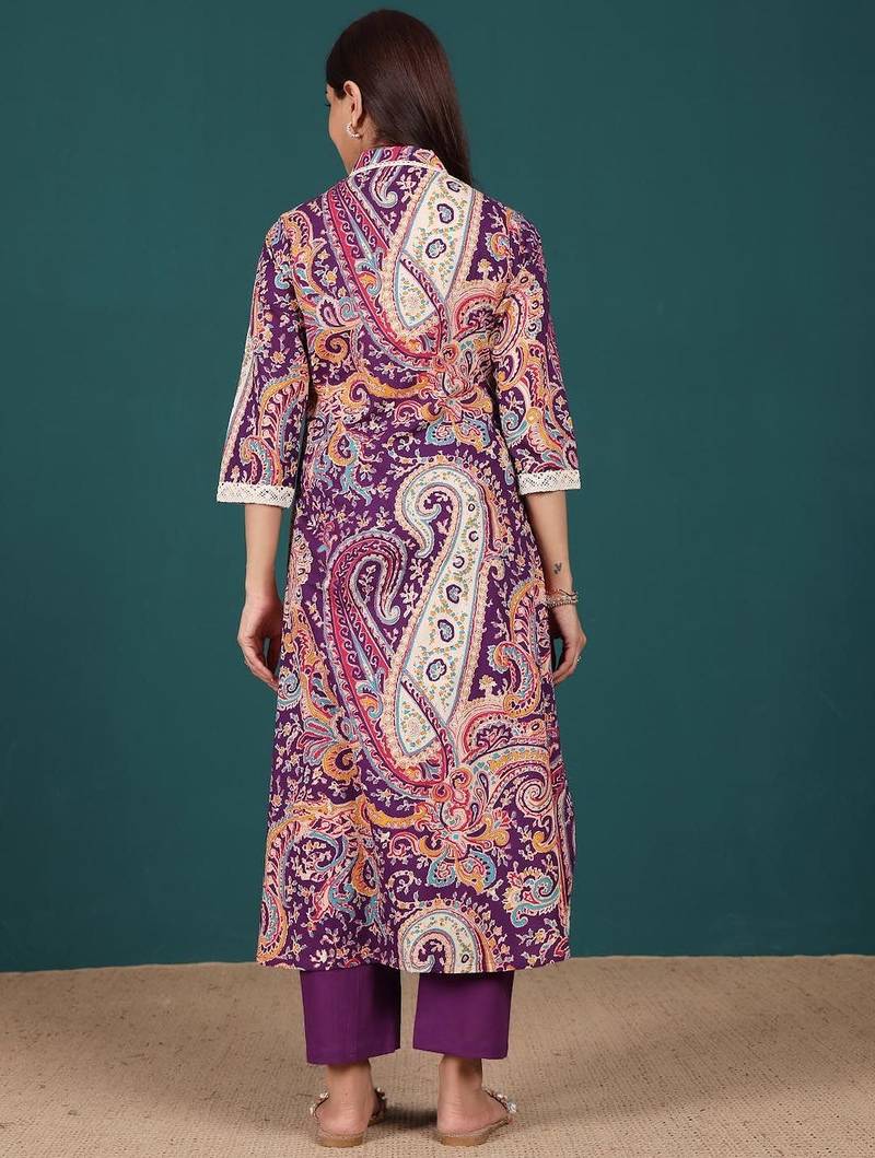 Women Paisley Printed Regular Pure Cotton Kurta with Trousers