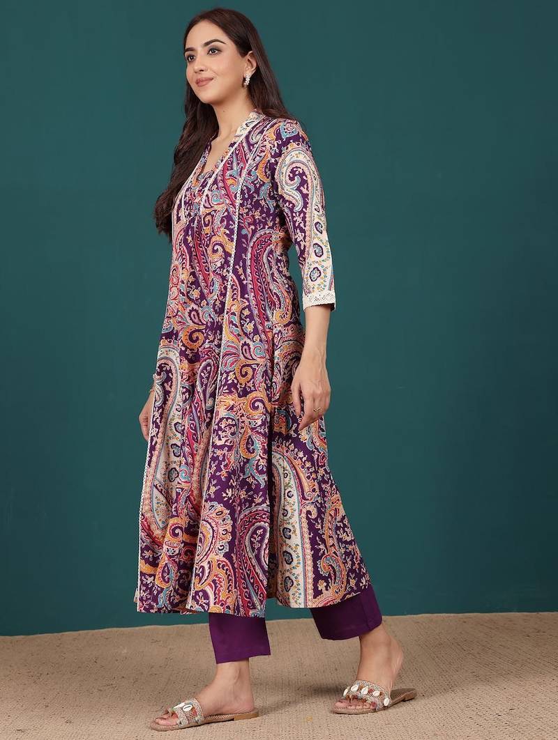 Women Paisley Printed Regular Pure Cotton Kurta with Trousers