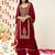Burgundy Ethnic Motifs Embroidered Velvet Kurta With Palazzos & Dupatta