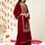 Burgundy Ethnic Motifs Embroidered Velvet Kurta With Palazzos & Dupatta