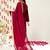 Burgundy Ethnic Motifs Embroidered Velvet Kurta With Palazzos & Dupatta