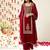Burgundy Ethnic Motifs Embroidered Velvet Kurta With Palazzos & Dupatta
