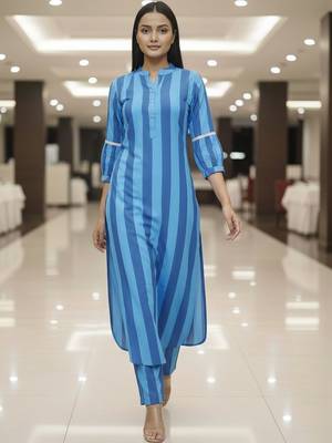 Women Printed Regular Kurta with Trousers 4