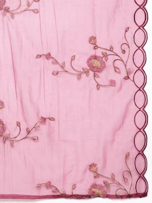 Floral Printed Regular Pure Silk Kurta with Trousers & Dupatta 5