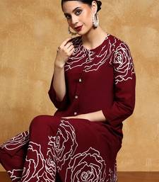 Floral Printed Mandarin Collar A-Line Pure Cotton Kurta With Trousers