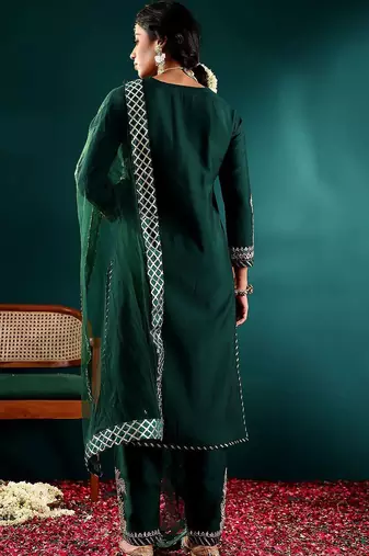 Women Ethnic Motifs Embroidered Regular Kurta with Trousers & With Dupatta