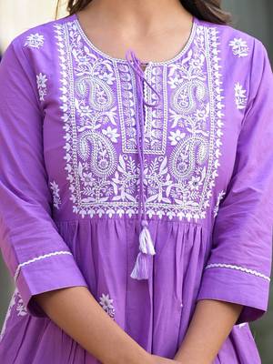 Ethnic Motifs Embroidered Thread Work Pure Cotton Kurta with Trousers & Dupatta 2