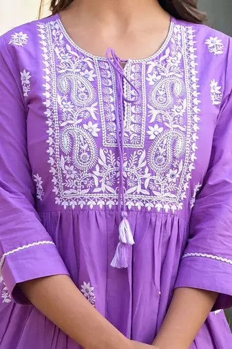 Ethnic Motifs Embroidered Thread Work Pure Cotton Kurta with Trousers & Dupatta