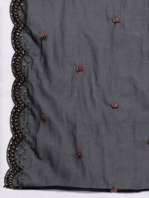 Floral Embroidered Thread Work Kurta with Trousers & Dupatta 5