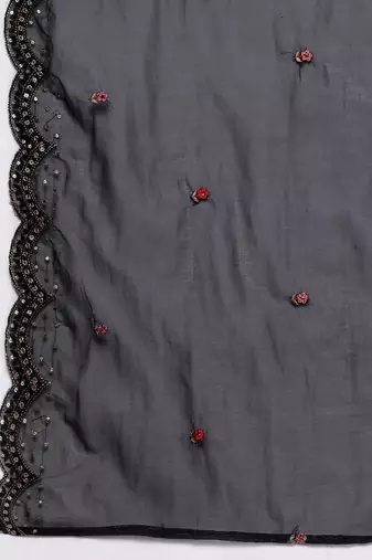 Floral Embroidered Thread Work Kurta with Trousers & Dupatta