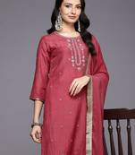 Ethnic Motifs Yoke Design Sequinned Kurta With Trousers & Dupatta