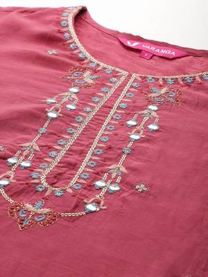 Ethnic Motifs Yoke Design Sequinned Kurta With Trousers & Dupatta 2
