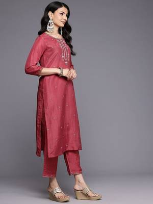 Ethnic Motifs Yoke Design Sequinned Kurta With Trousers & Dupatta 6