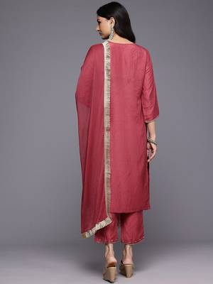 Ethnic Motifs Yoke Design Sequinned Kurta With Trousers & Dupatta 7