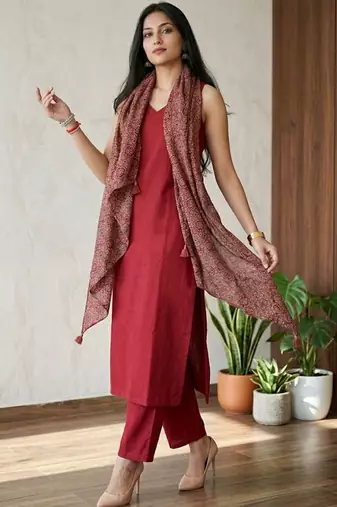 Women Ethnic Motifs Regular Kurta with Trousers & With Dupatta