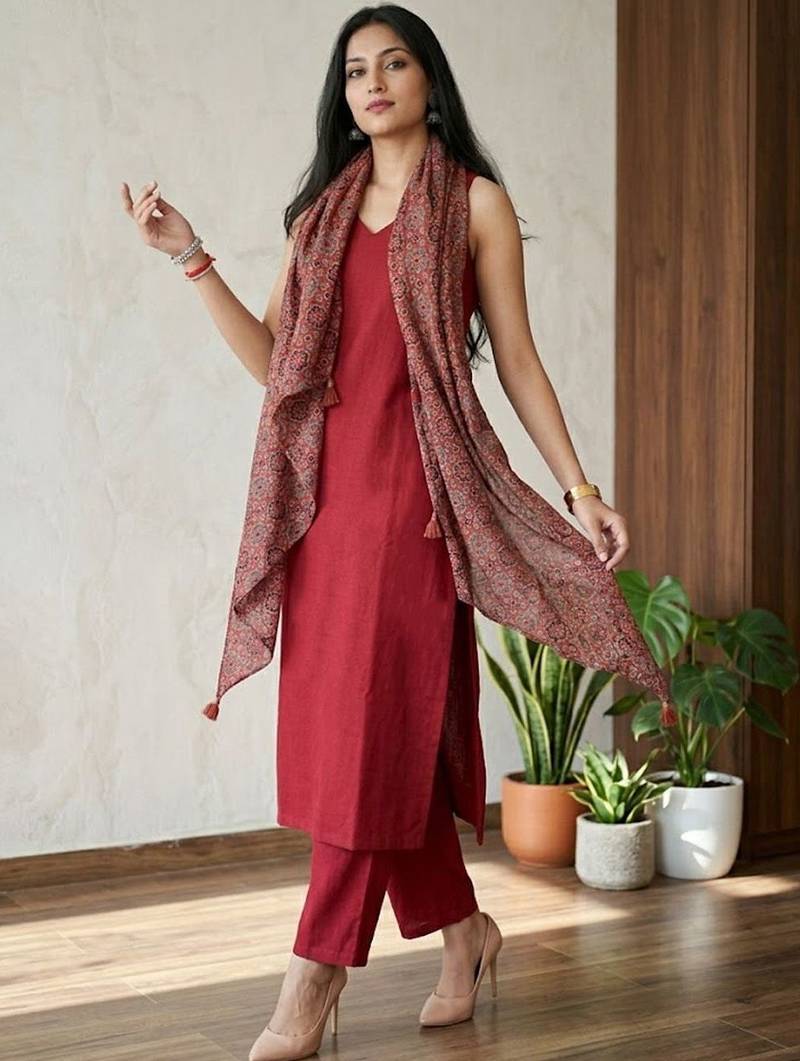 Women Ethnic Motifs Regular Kurta with Trousers & With Dupatta