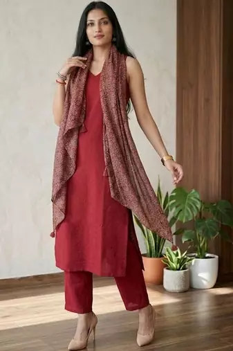 Women Ethnic Motifs Regular Kurta with Trousers & With Dupatta