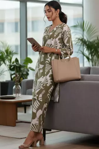 Women Printed Regular Pure Cotton Kurta with Trousers