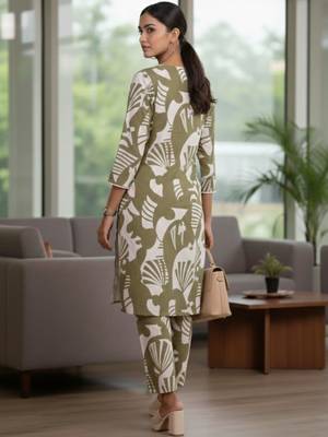 Women Printed Regular Pure Cotton Kurta with Trousers 2