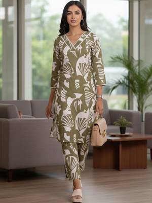 Women Printed Regular Pure Cotton Kurta with Trousers 3