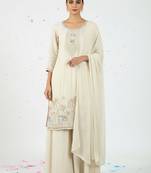 Women Ethnic Motifs Embroidered Regular Thread Work Kurta with Palazzos & With Dupatta