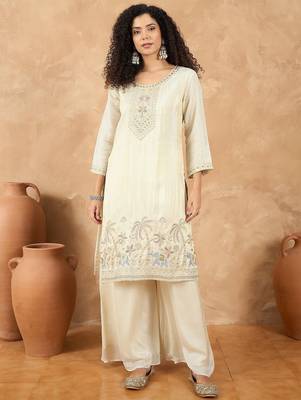 Women Ethnic Motifs Embroidered Regular Thread Work Kurta with Palazzos & With Dupatta 6