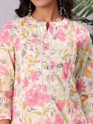 women floral printed regular  cotton kurti with trousers 2