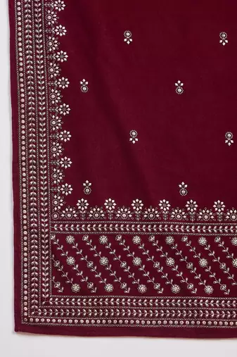 Women Ethnic Motifs Embroidered Regular Thread Work Velvet Kurta with Trousers & With Dupatta