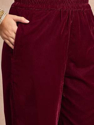 Women Ethnic Motifs Embroidered Regular Thread Work Velvet Kurta with Trousers & With Dupatta 7
