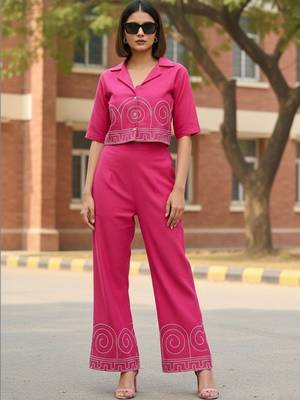 Women Ethnic Motifs Embroidered Regular Thread Work Top with Trousers 1