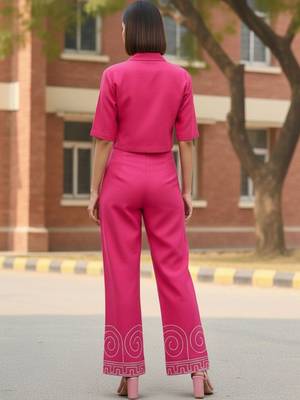 Women Ethnic Motifs Embroidered Regular Thread Work Top with Trousers 2