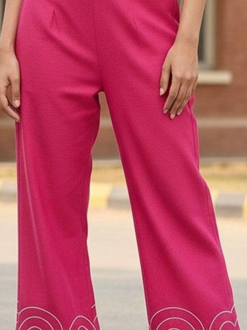 Women Ethnic Motifs Embroidered Regular Thread Work Top with Trousers