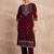 Ethnic Motifs Embroidered Zari Velvet Straight Kurta With Trousers & Dupatta