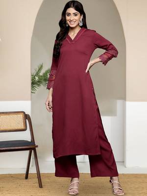 Women Solid Kurta with Palazzos 1