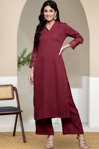 Women Solid Kurta with Palazzos