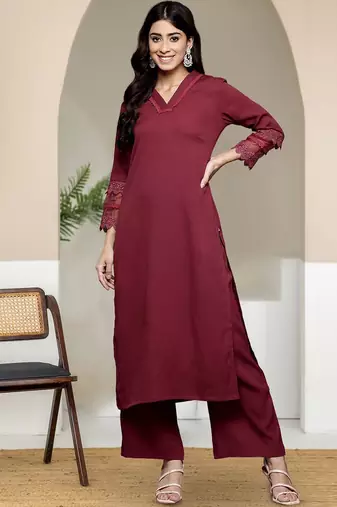 Women Solid Kurta with Palazzos