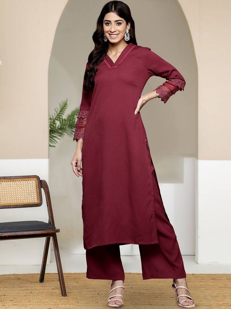 Women Solid Kurta with Palazzos