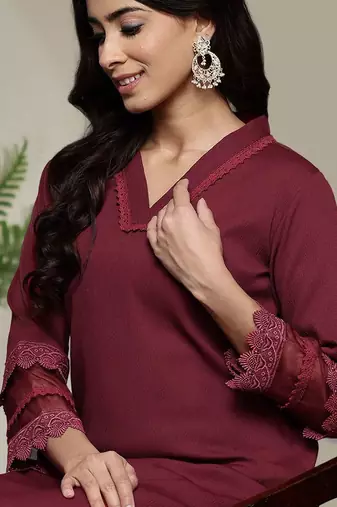 Women Solid Kurta with Palazzos