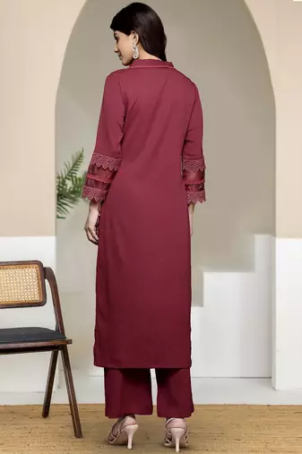 Women Solid Kurta with Palazzos