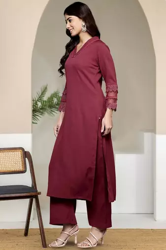 Women Solid Kurta with Palazzos