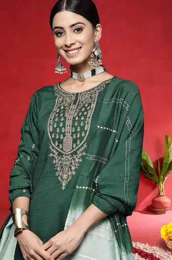 Women Ethnic Motifs Embroidered Kurta with Trousers & Dupatta