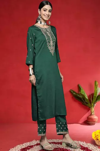 Women Ethnic Motifs Embroidered Kurta with Trousers & Dupatta