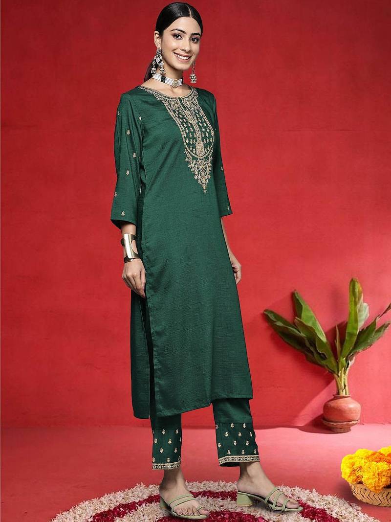 Women Ethnic Motifs Embroidered Kurta with Trousers & Dupatta