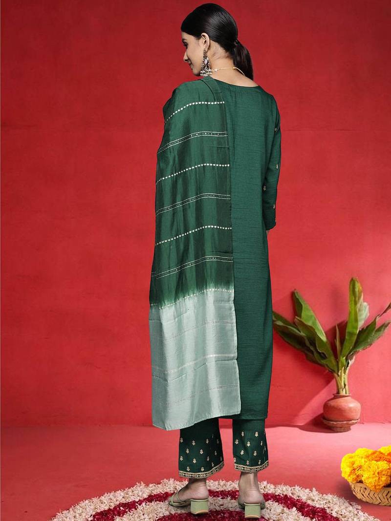 Women Ethnic Motifs Embroidered Kurta with Trousers & Dupatta