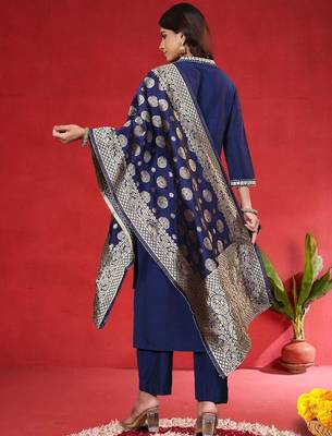 Women Solid Kurta with Trouser & Dupatta 5