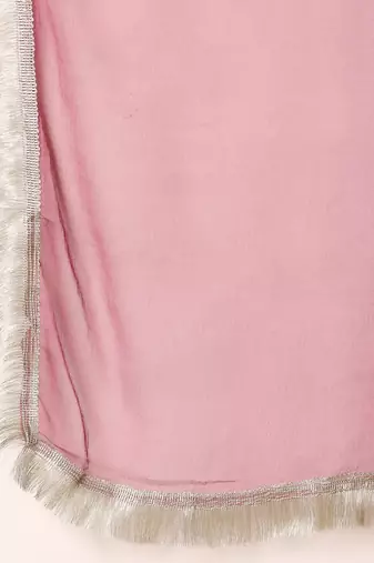 Floral Embroidered Round Neck Zari Straight Kurta with Trousers & Dupatta