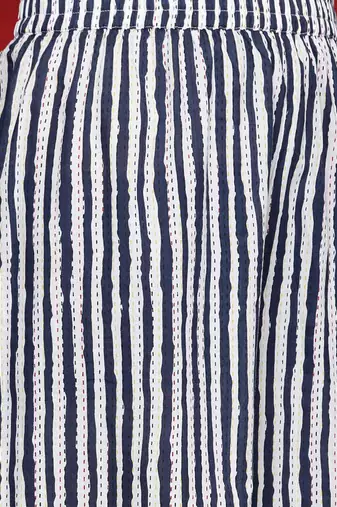 Floral Printed V-Neck Thread Work Cotton Straight Kurta With Trousers & Dupatta