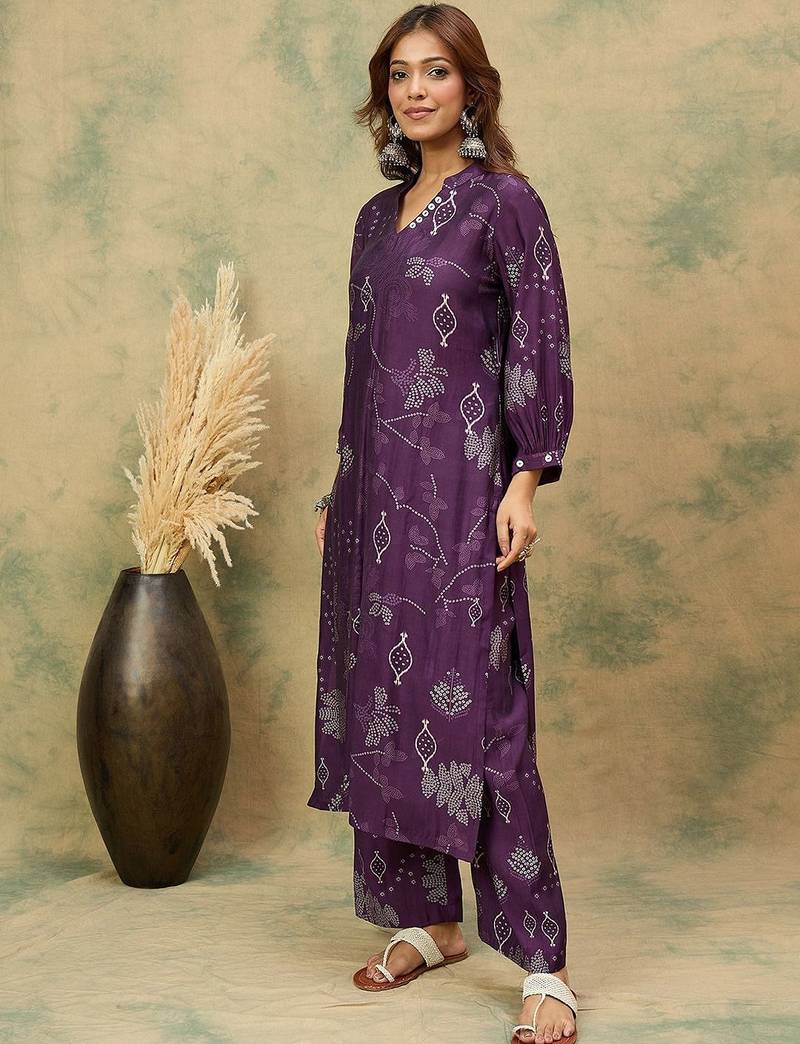 Women Bandhani Printed Kurta with Trousers