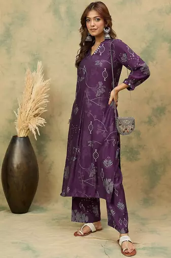 Women Bandhani Printed Kurta with Trousers