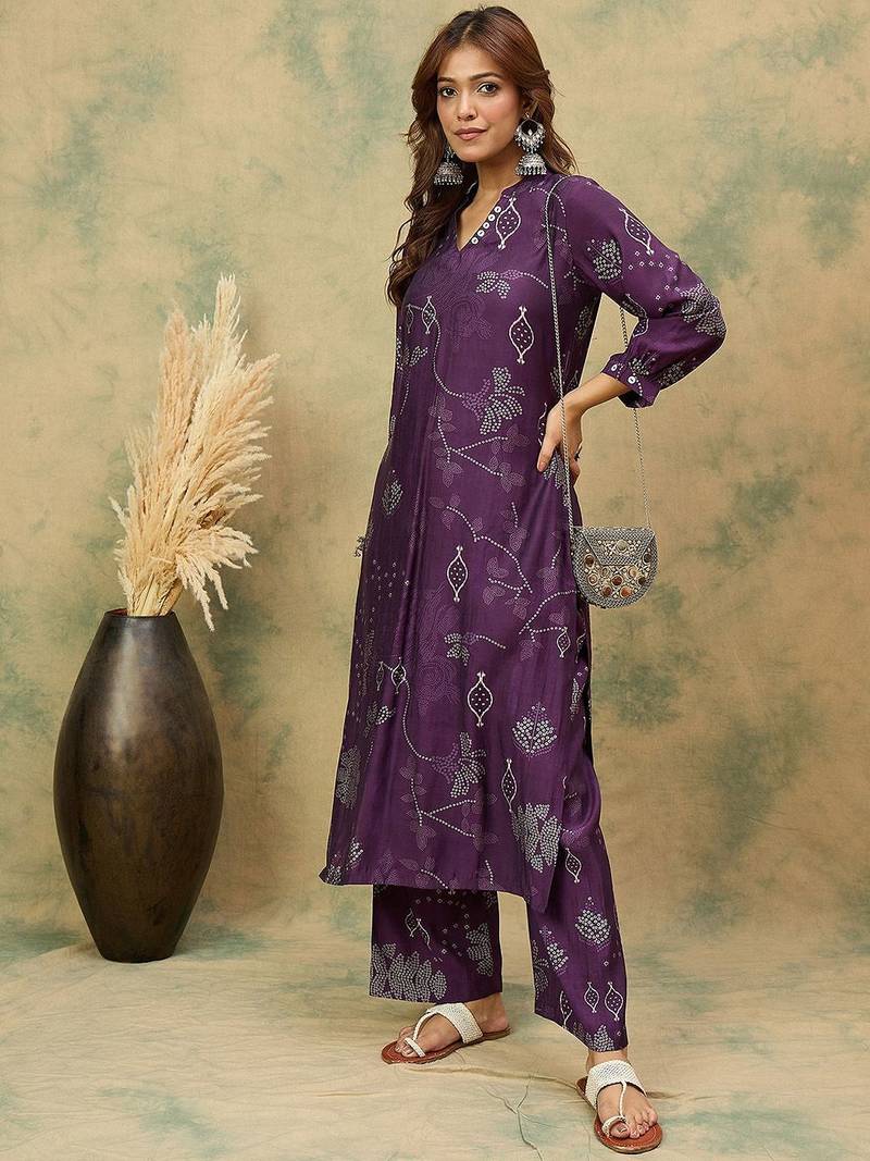Women Bandhani Printed Kurta with Trousers